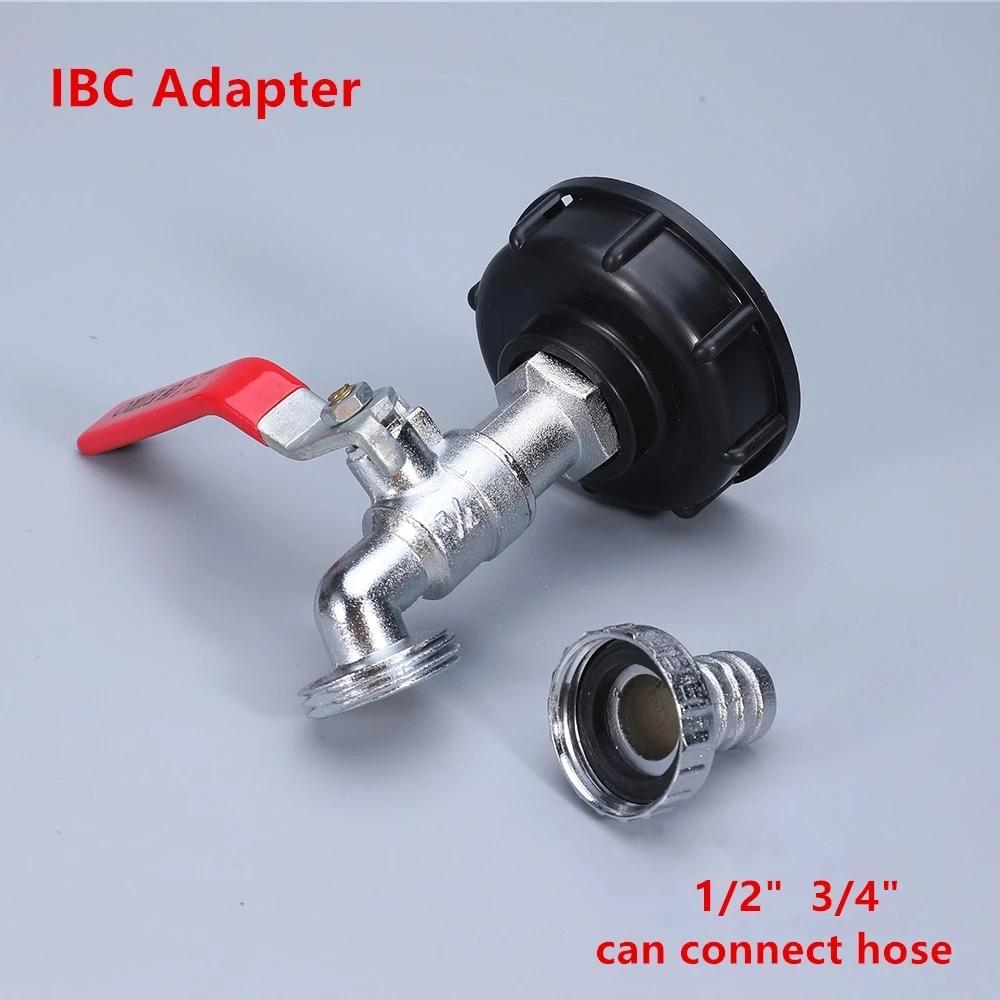 IBC Tank Tap Valve Joint Accessories Ton Drum Adapter S60*6 Turn Brass Faucet 1/2'' 3/4 Inch Water Connector Fitting