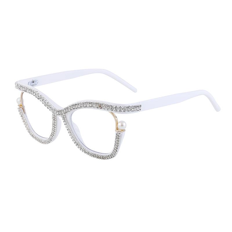 Personalized Diamond-Set Flat Glasses Frame For Women, Cat Eye Can Be Matched With Myopia Glasses Frame For Women