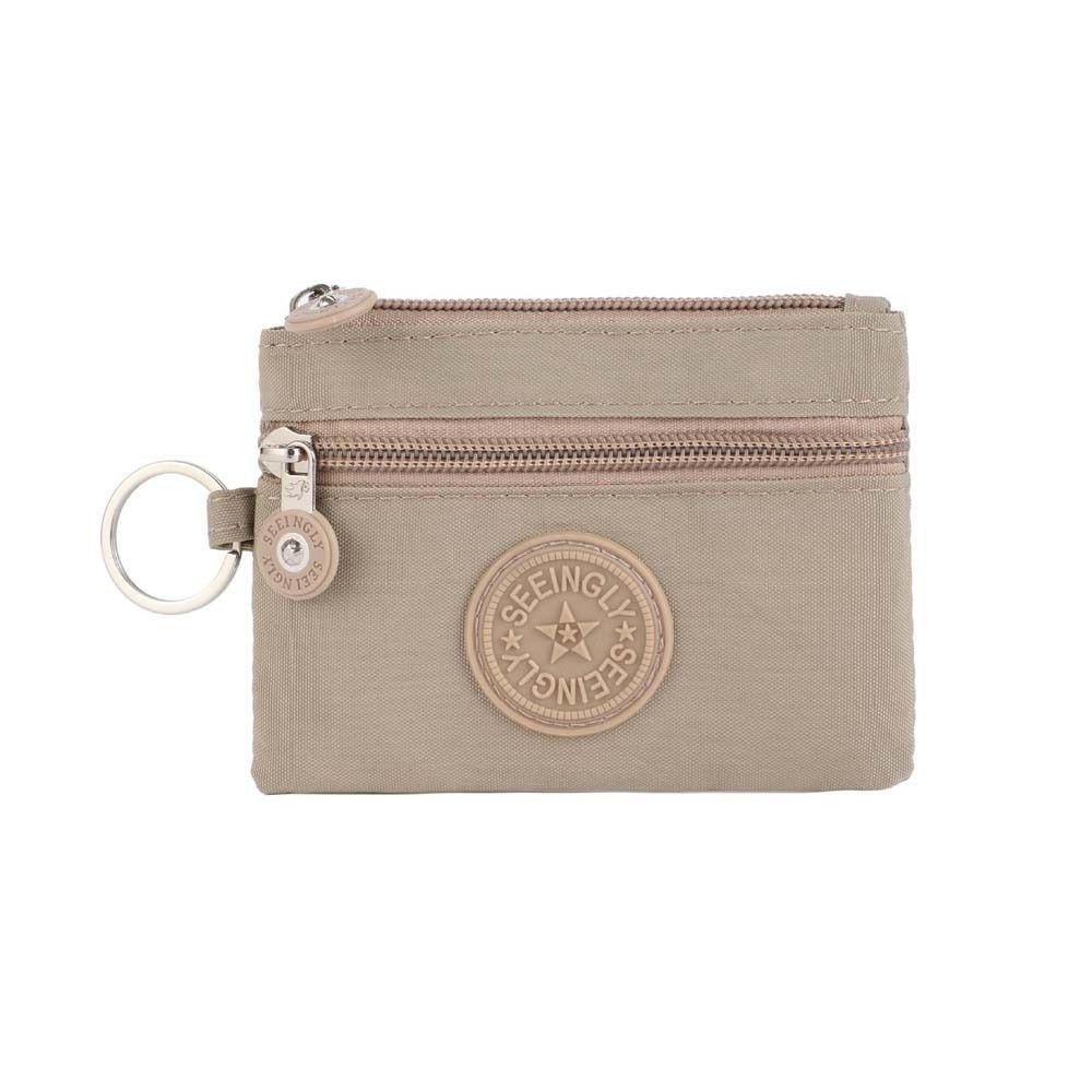 

Nylon Short Zipper Coin Purse Letter Simple Money Bag Creative Double Layer Wallet Shopping хакі