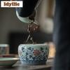 450ml Antique Blue And White Jianshui Retro Tea Washing Basin Writing-brush Washer Tea Garbage Can Chaxi Supplies Ornaments Gift