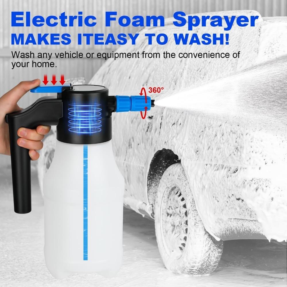 1.5 Liters Electric Pressurized Foam Sprayer for Car Washing, Electric Foam Sprayer with USB Cable Home Car Washing Accessories