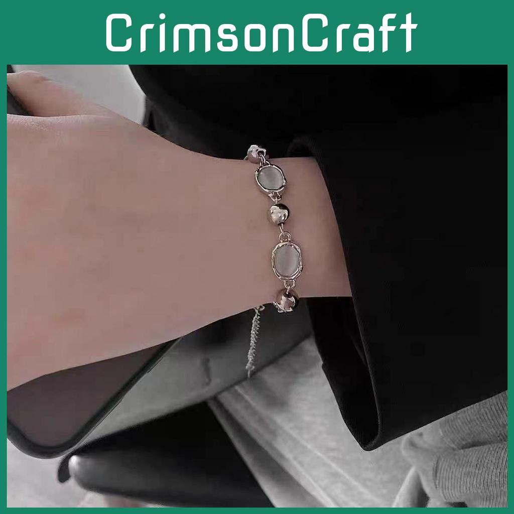 Stylish Unisex Titanium Steel Cat Eye Bracelet With Unique Design Bead