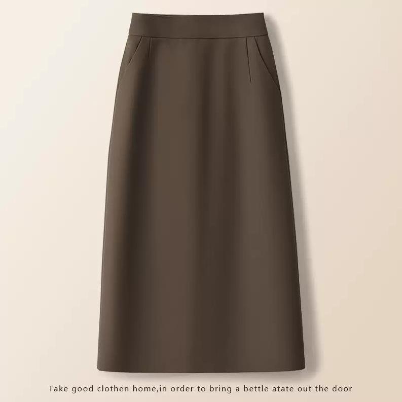

Wool A-line High-Waisted Black Midi Skirt – Slimming Hip-Hugging Design L: 103-119 lbs