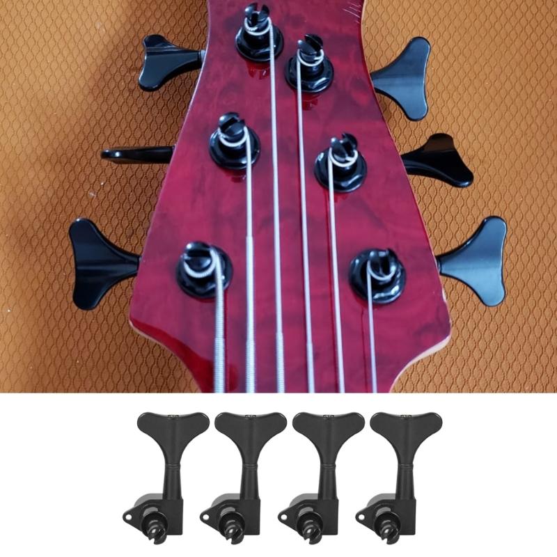 4Pcs Black Bass String Tuning Peg Replacement Bass Machine Head Knobs Sealed Tuning Key Replacement Bass Tuner Enduring