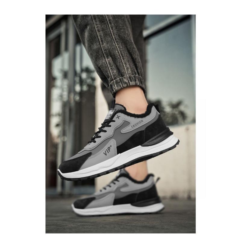 Men's Sports Shoes, Waterproof Anti-slip Safety Trendy Shoes, Fleece-lined Warm Cotton Shoes.
