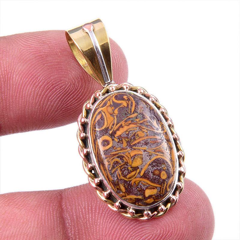 

Natural Maryam Jasper 925 Solid Sterling Silver Gift TwoTone Pendant 1.50 N8D13