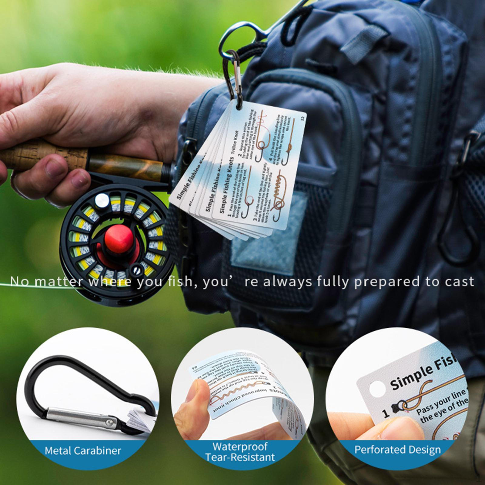 

Fishing Knot Cards Quick Reference, Portable Knots Guide, 12 Essential for Gifts