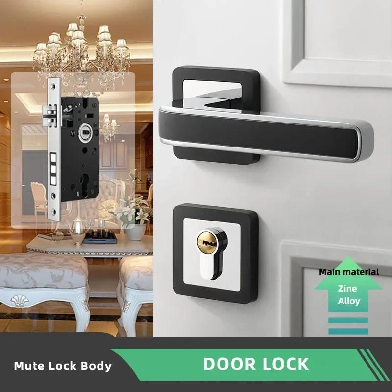 

1PC Wood Door Lock Indoor Bedroom Quiet Magnetic Suction Door Lock Household Split Wooden Door Lock Gold Handle Knob