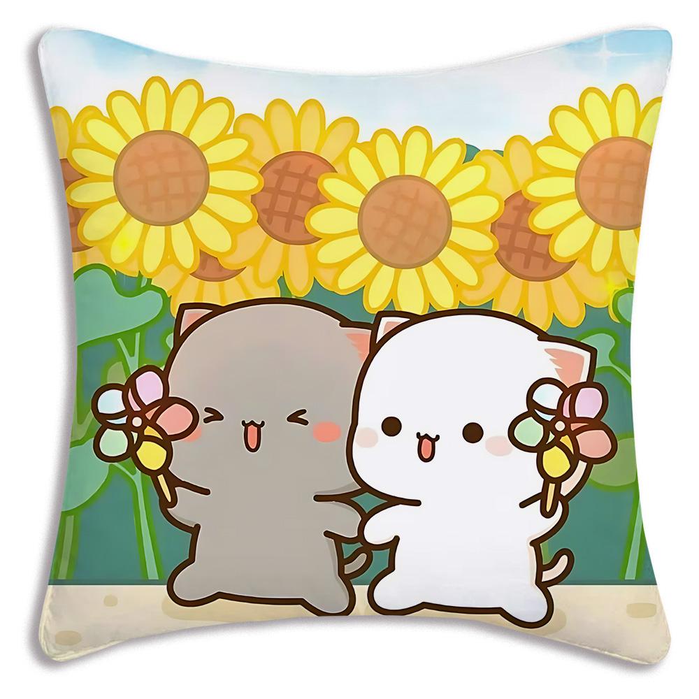 Cute PeachS And G-GomaS Pillow Covers Cartoon Sofa Decorative Home Double-sided Printing Short Plush Cute Cushion Cover