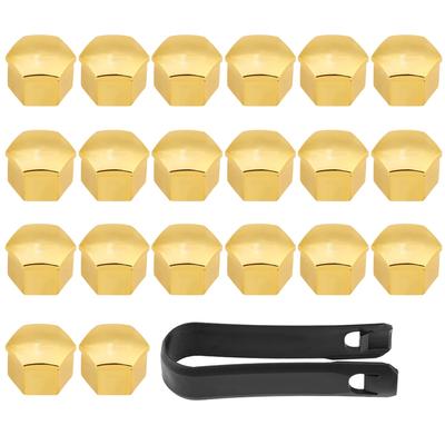20 Pezzi 17mm Universale Coprimozzi Ruota Auto Dadi Bulloni Copertura Vite Tappo di Protezione Oro
