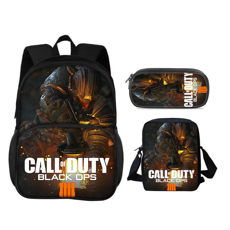 Call of Duty Round Front Bag Backpack Pen Bag shoulder Bag 3Pcs Set Print New Trendy Student Best School Companion