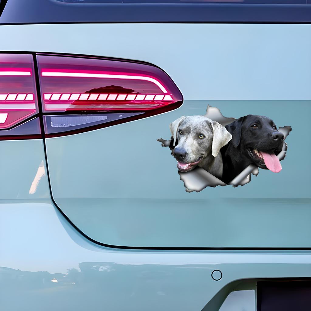Two Hound Dogs Hiding In the Hole Car Stickers, Waterproof Irregularly Shaped Car Decoration Decals