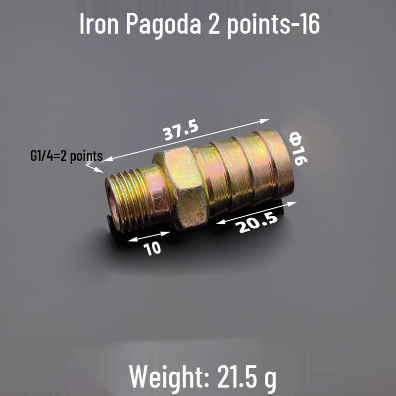 Iron-Plated Threaded Pagoda Hose Connector - Fits 1/2, 3/4, 3/8, 1/4, 1 Inch