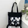 Large-capacity student tutoring bag, new women's bag, fashionable contrasting color messenger bag, shoulder bag.