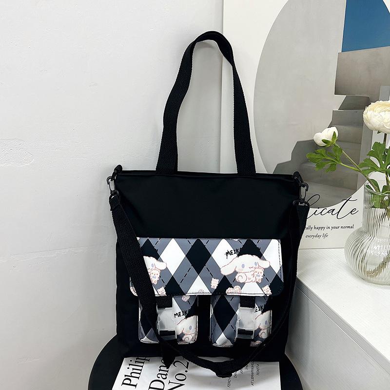 Large-capacity student tutoring bag, new women's bag, fashionable contrasting color messenger bag, shoulder bag.
