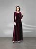 Noblewoman Autumn Golden Velvet Cinched Waist Long-Sleeved Dress with Large Hem