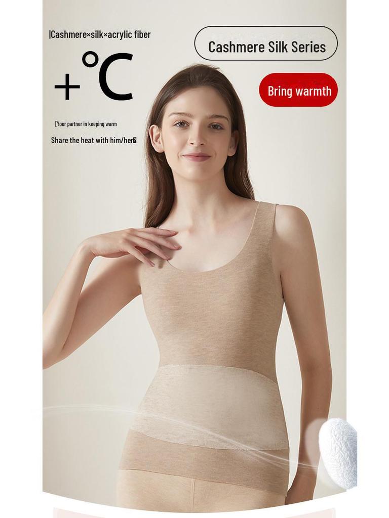 Silk Cashmere Women's Seamless Velvet Thermal Vest Top
