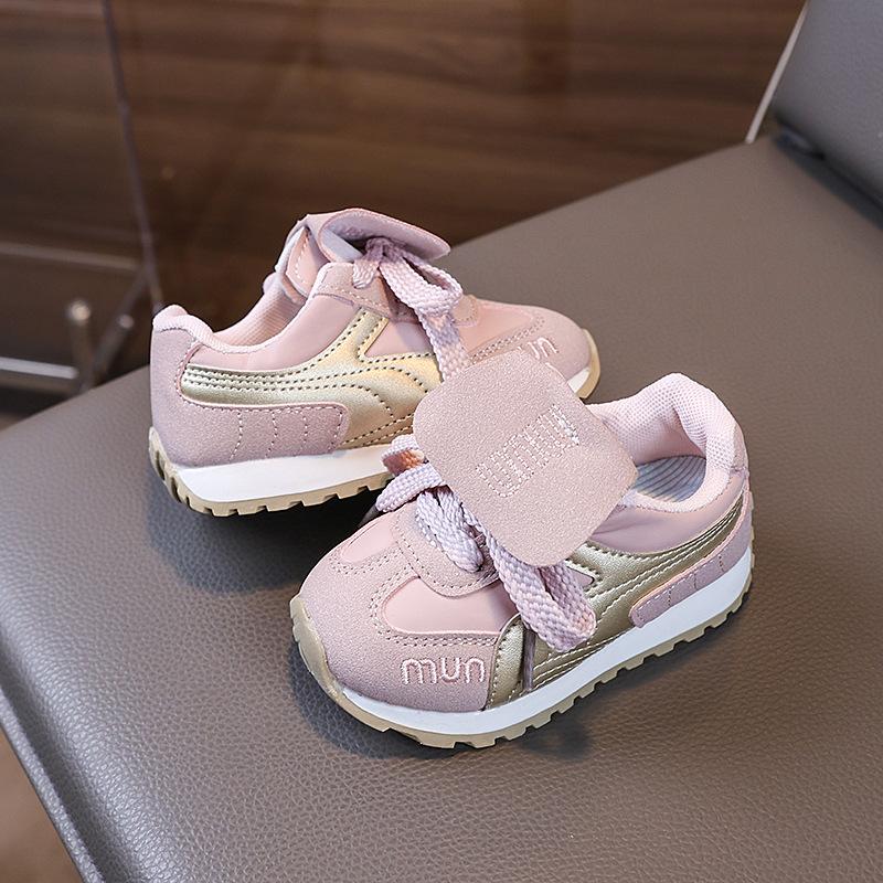 3-6 Years Old Children's Sports Shoes Leather Flip-up Children's German Training Shoes Girls' Non-slip Forrest Gump Shoes