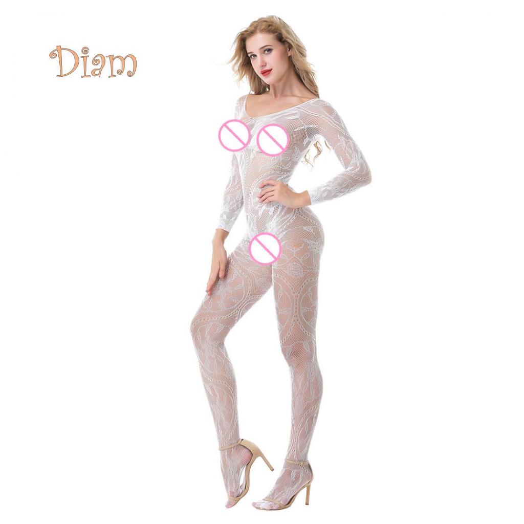 Acadele Femei Hot Sexy See-through Crotchless Off Umeri Neted Bodystocking Lenjerie de noapte