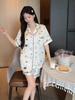 2026 Summer 2 Piece Women Set Short Sleeve Tops and Shorts Pajamas Woman Silk Fashion Elegant Luxury Satin Sleepwear Star Print Pajama Set