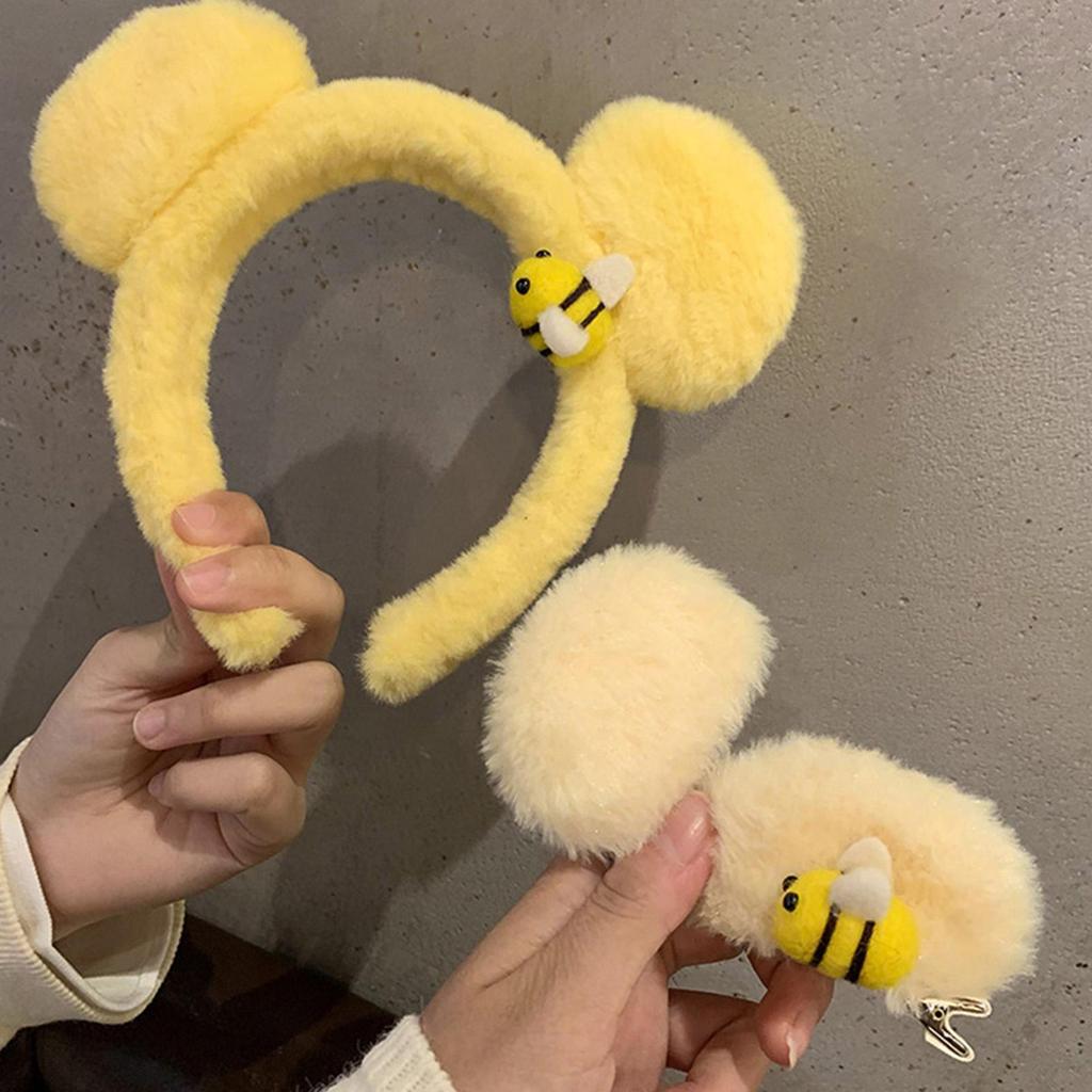 1 stuks Schattige Bij Beer Oren Pluche Haarband Dames Meisjes Gezicht Wassen Leuke Dier Hoofdbanden Cosplay Mode Haaraccessoires