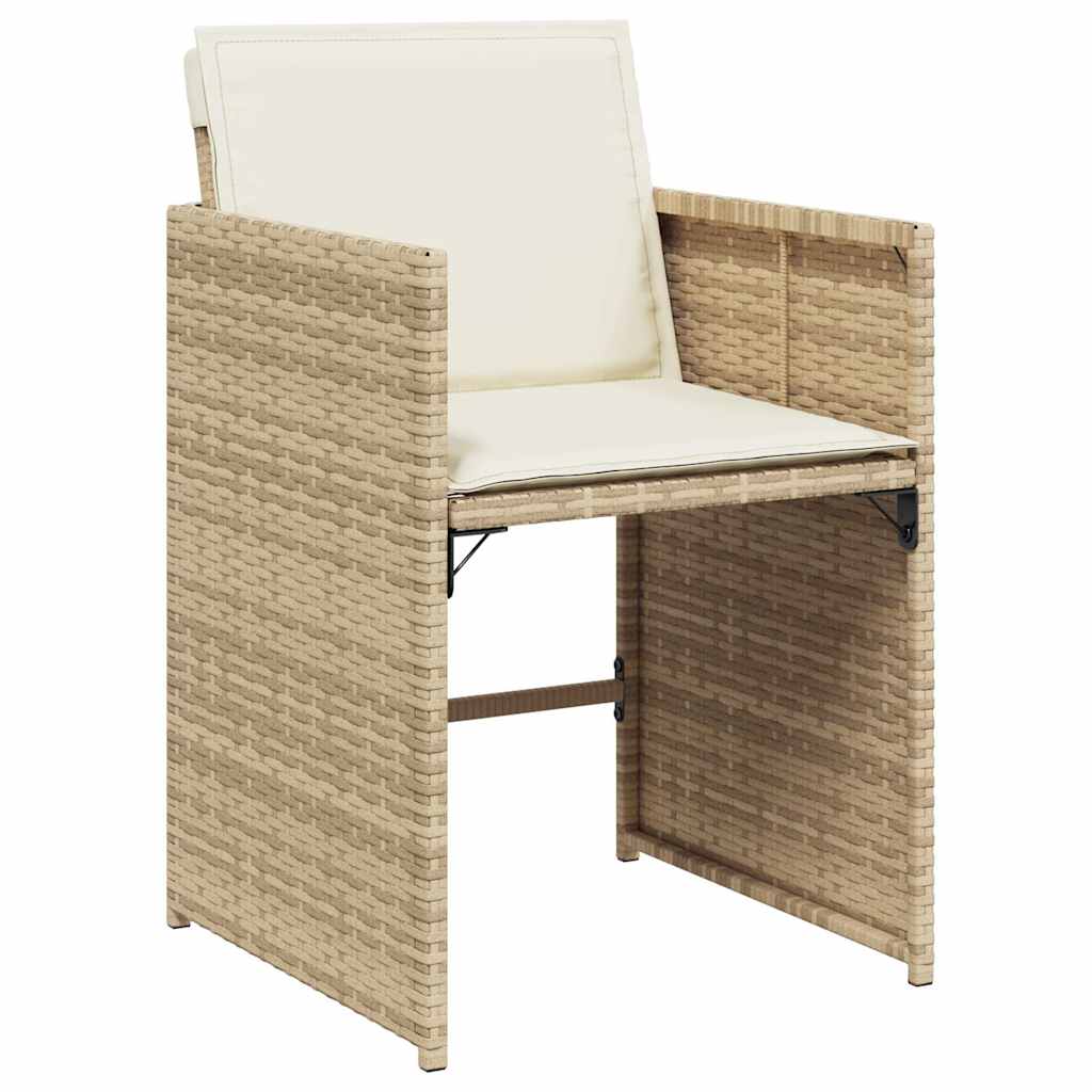 Vidaxl 11-Cz. Garden Furniture Set With Cushions, Beige, Poly Rattan