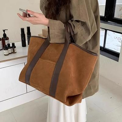 Vintage Wildleder Große Kapazität Handtasche Einfach Allround Mode Schick Tragetaschen Design Lässig Oberer Griff Schultertasche