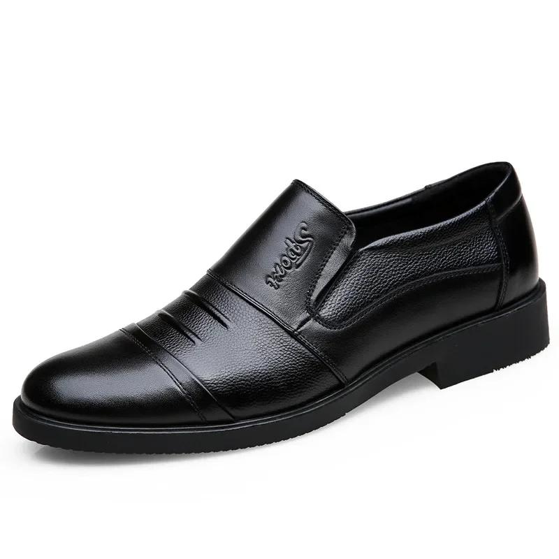 Chaussures pour hommes en cuir de vache véritable, chaussures business décontractées à semelles triple couture pour hommes d'âge moyen et âgés 2025