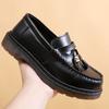 Tassel Men's Leather Low-top Martin Shoes Pure Black Fashion Student Casual Shoes