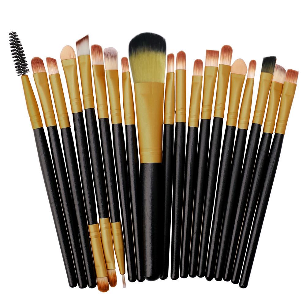 

20 шт.. Набор кистей для макияжа с деревянной ручкой, набор кистей для макияжа, набор шерстяных кистей для макияжа золотой
