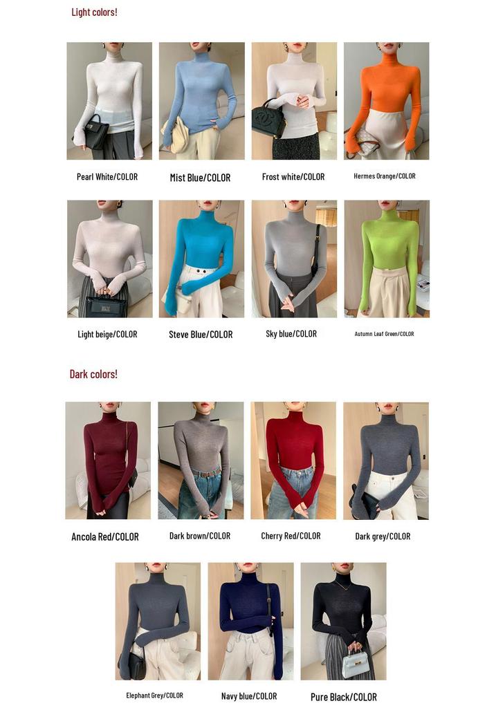 60-Count Yangzi High Neck Wool Sweater for Women - Fine Spun, Seamless, Thin Fit, Perfect for Spring & Autumn