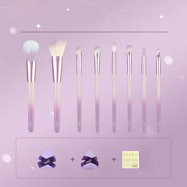 MSQ - Set of 8: Makeup Brush + Brush Case + Cushion Puff