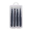 Stainless Steel Eyebrow Tweezer 1.5mm Thick, Black/Pink, Precision Slant Tip with Leather Case.