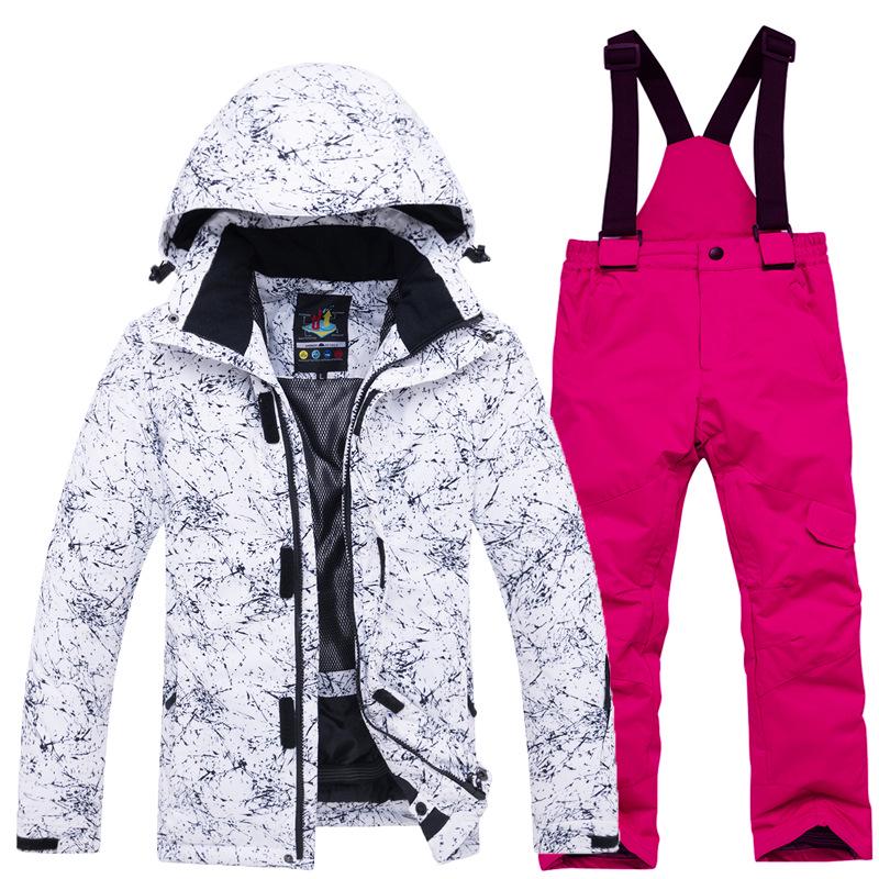 Children's Trendy Ski Suit Set - Warm Top & Pants for Boys and Girls Outdoor Sports