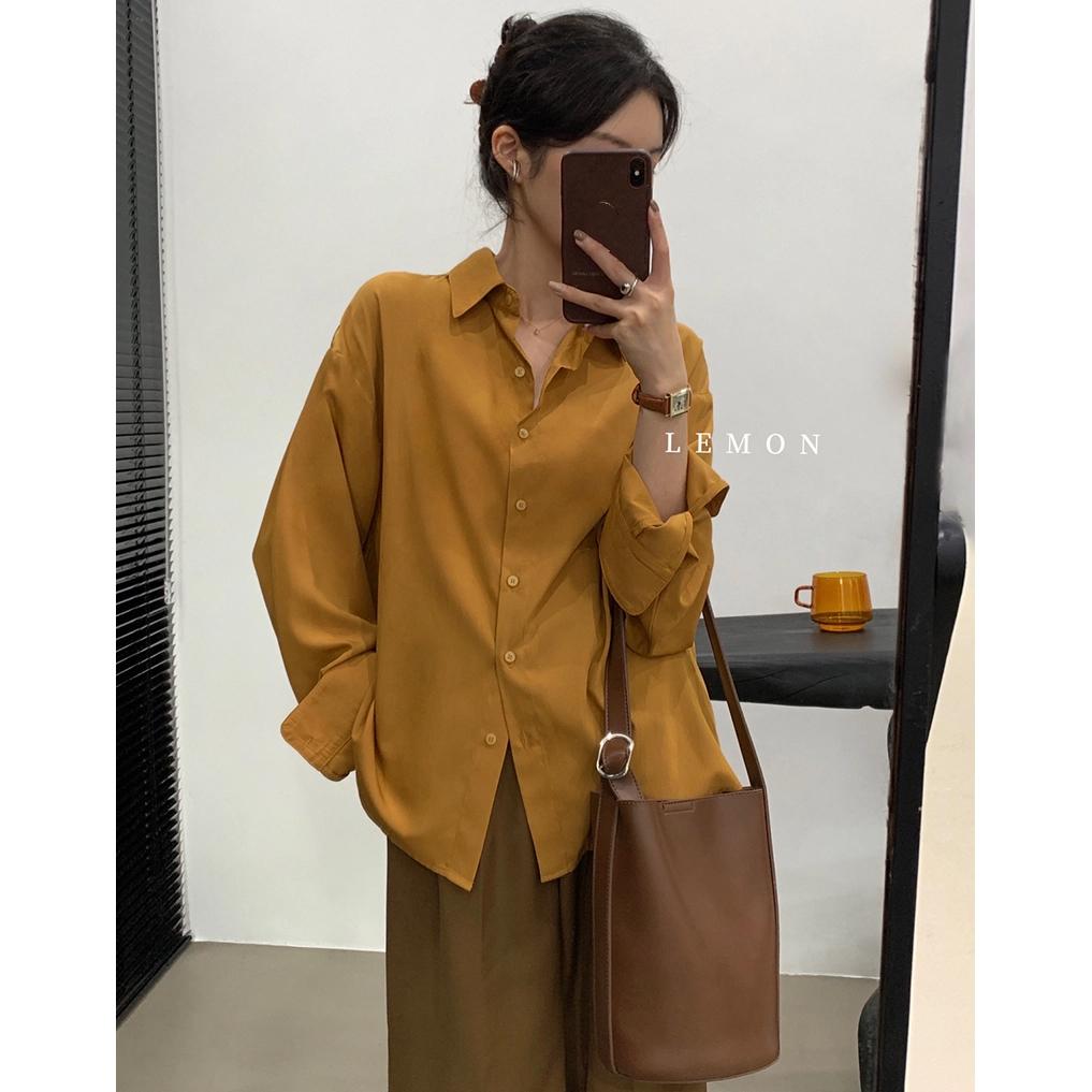 Bequemes Vintage Anti-Falten Langarmhemd Damen Frühling Sommer Koreanischer Polokragen Locker Lässig Vielseitiges Oberteil