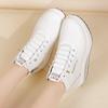 Women's Black Sneakers Height Increase White Leather Boots Platform Casual High Top Thick Sole Elevator Shake Shoes for Students