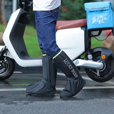 Tall Tube Waterproof Thickened Outdoor Rain Shoe Cover Adult Student Rider Rainproof, Non-slip and Wear-resistant Thickened Long Tube Foot Cover