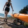Kayak Cart, 136.1 Kg Load Capacity, Foldable Kayak Trolley with 25.4 Cm Solid Rubber Tires & 1 Ratchet Strap, Paddle Board Trolley for Carrying