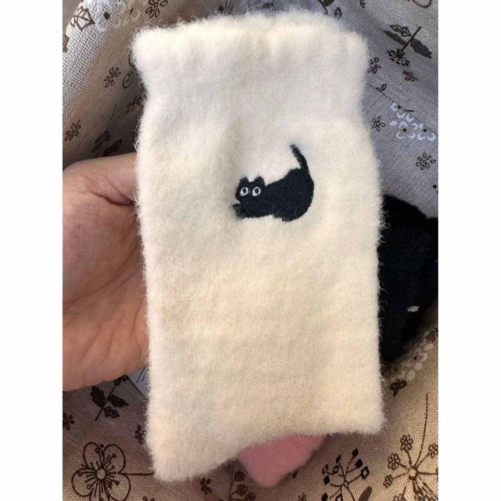 Roztomilé kočičí ponožky z norkové fleecové příze Zimní korálové plyšové ponožky Zesílené kašmírové ponožky Ženy