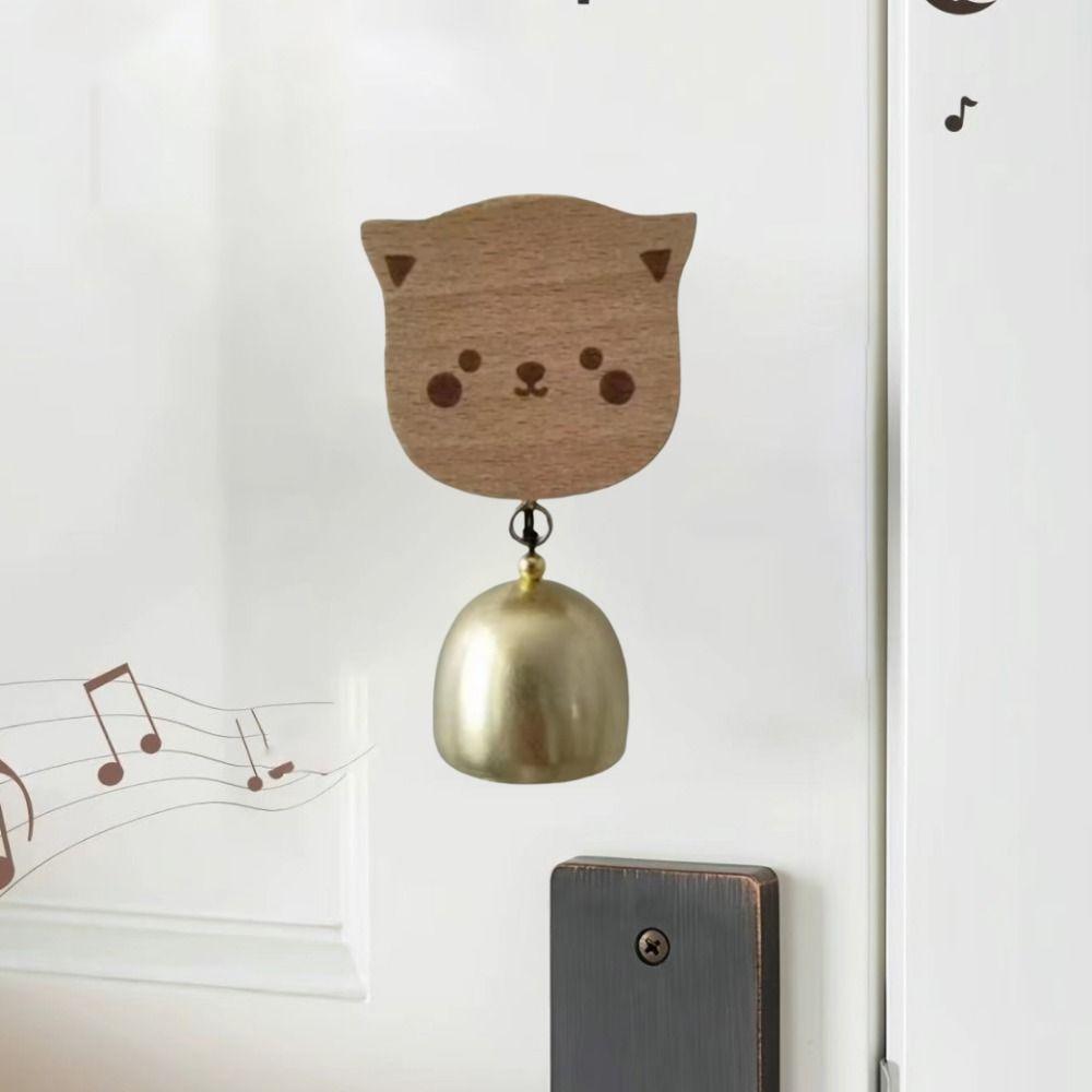 Cartoon Bear Doorbell Rabbit/Cat Shape Wind Chimes Wooden Door Bell Hanging Decorative