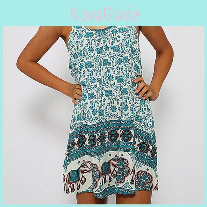 Elegant Women Summer Sleeveless Spaghetti Strap Evening Cocktail Beach Mini Dress