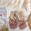 Internet celebrity explosion fairy wind pink low heel slippers women's summer wear 2025 with skirt French cool slippers