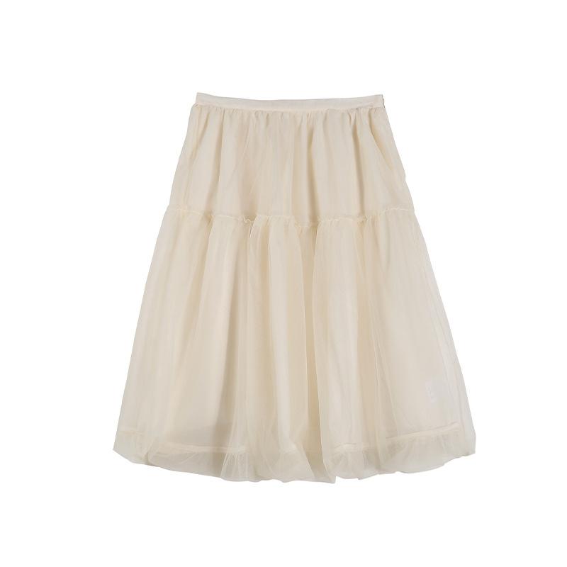 Girly Yarn Gauze Skirt Spring and Summer New Design Fluffy Bud Skirt Versatile A-shaped Skirt
