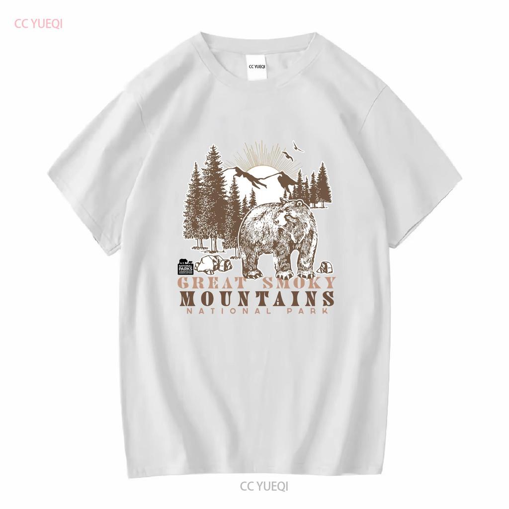 Great Smoky Mountains Bear in the Woods Mens T Shirt long or short sleeves vintage Washed Top For Everyday Wear Stylish