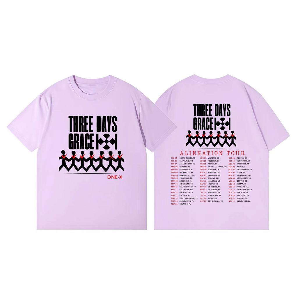Rock Band Three Days Grace Alienation Tour 2026 Graphic T Shirts High Street Fashion Trend Tshirt Unisex Casual Loose Tshirts