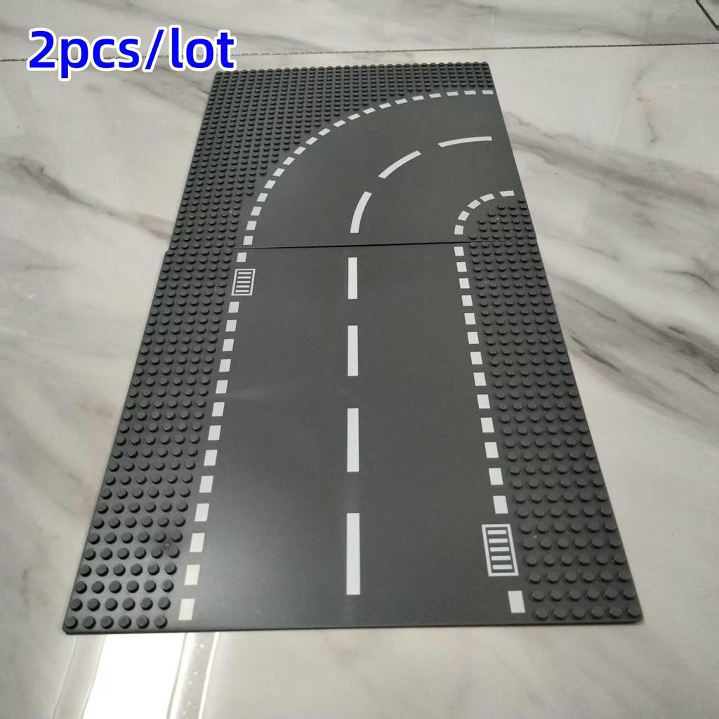Children's Toys Building Blocks Base Plate City Street Scene Crossroads D-intersection Straight Turning Compatible with