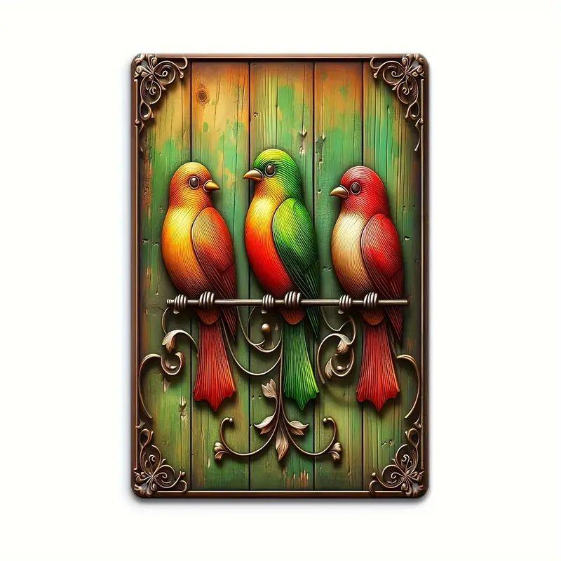 Metal Tin Poster Pastoral Birds Metal Tin Signs Posters Plate Wall Decor for Bars Restaurant Cafe Clubs Retro Posters Plaque