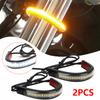 2Pcs 12V LED Motorcycle Turn Signal Light Ring Fork Strip Lamp Flashing Blinker DRL Amber White Moto Flasher Auto Acssories