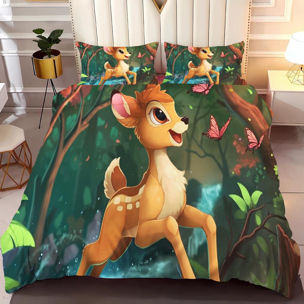 Bambi Anime Casa Camera da Letto Coperta Materiale in poliestere nordico adatto a bambini e adulti set da 3 pezzi