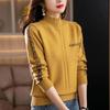 Maglioni Caldi Vintage a Collo Alto Primavera Autunno da Donna Pullover a Manica Lunga da Signora Top Base Maglieria